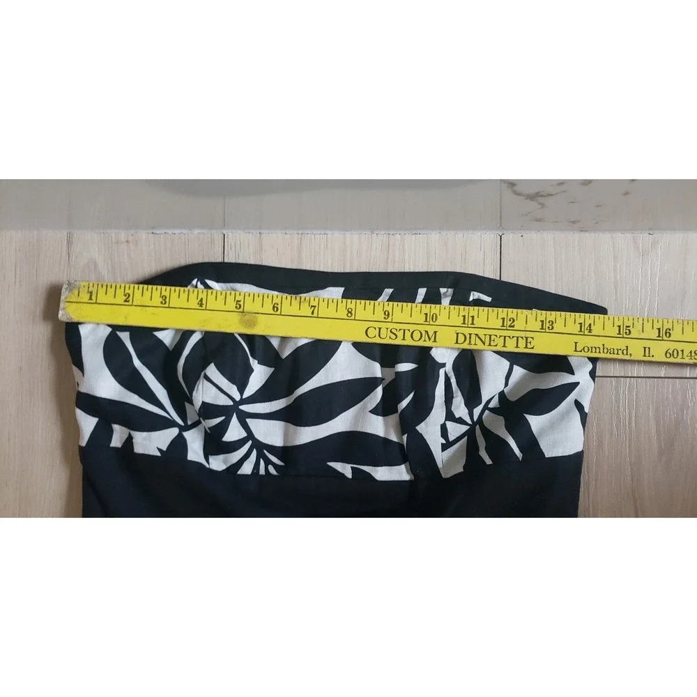 WHBM Strapless Dress Womens 2 Black White Floral Formal‎ Cocktail Y2K